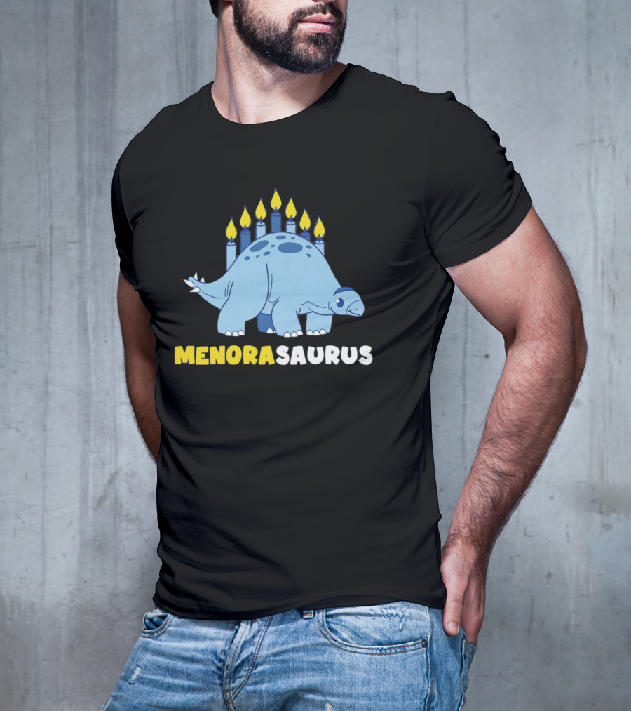 MENORASAURUS Hanukkah Dinosaur Candles T-Shirt