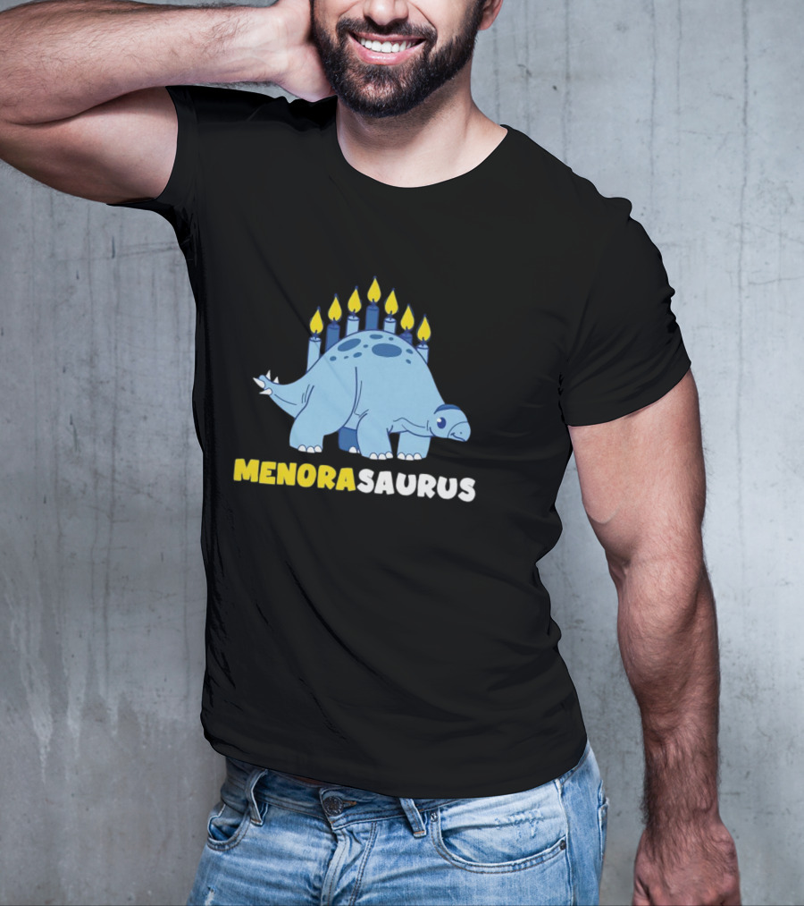 MENORASAURUS Hanukkah Dinosaur Candles T-Shirt