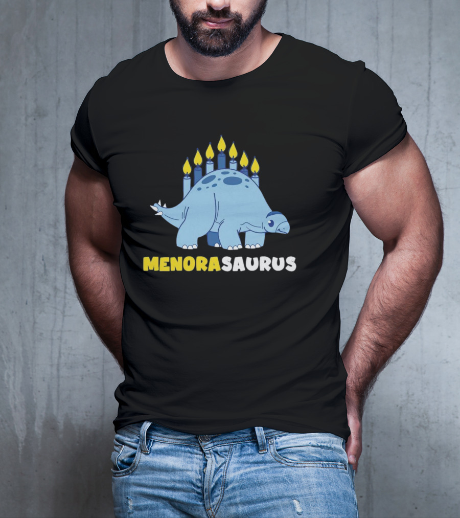MENORASAURUS Hanukkah Dinosaur Candles T-Shirt