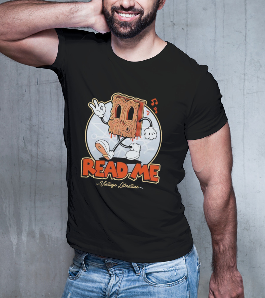 Read Me Vintage Literature Cartoon Music Peace T-Shirt