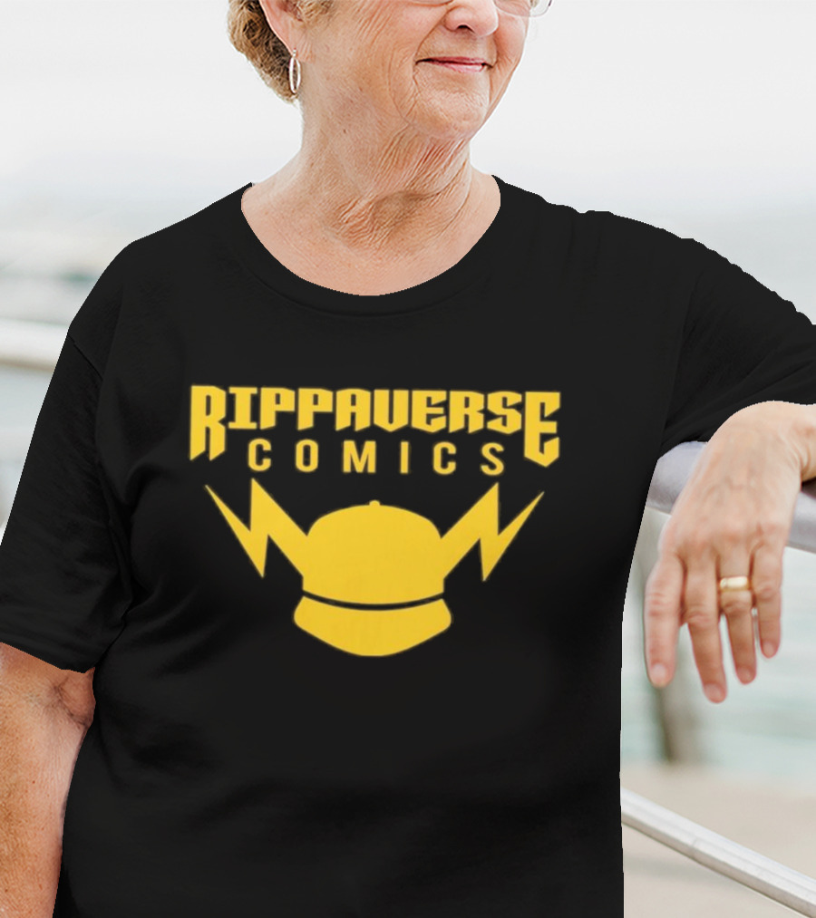 Rippaverse Comics Logo With Yellow Lightning And Cap T-Shirt