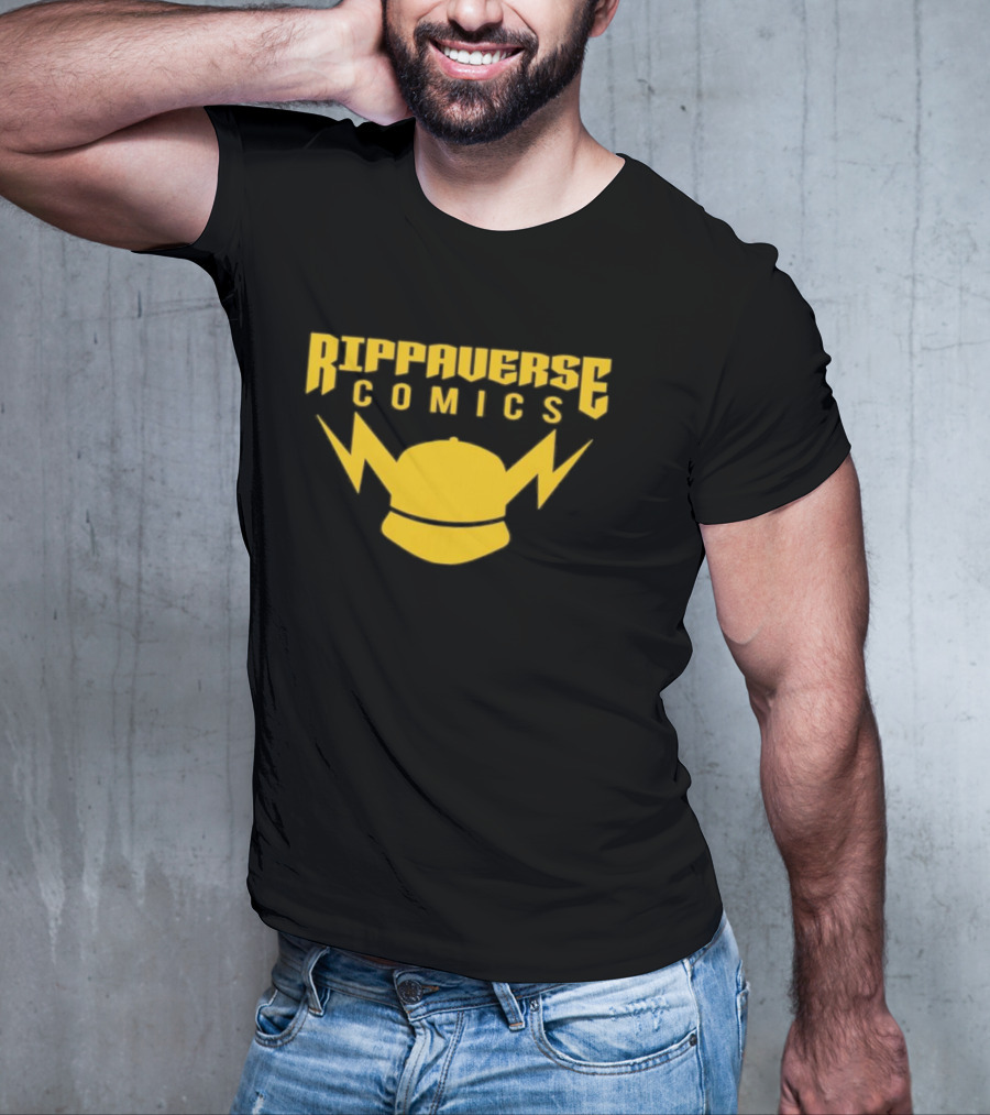 Rippaverse Comics Logo With Yellow Lightning And Cap T-Shirt