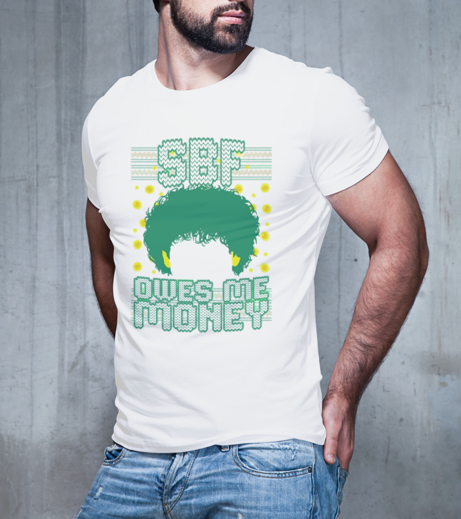 SBF Owes Me Money Christmas Sweater Style Green Hair Pixels T-Shirt