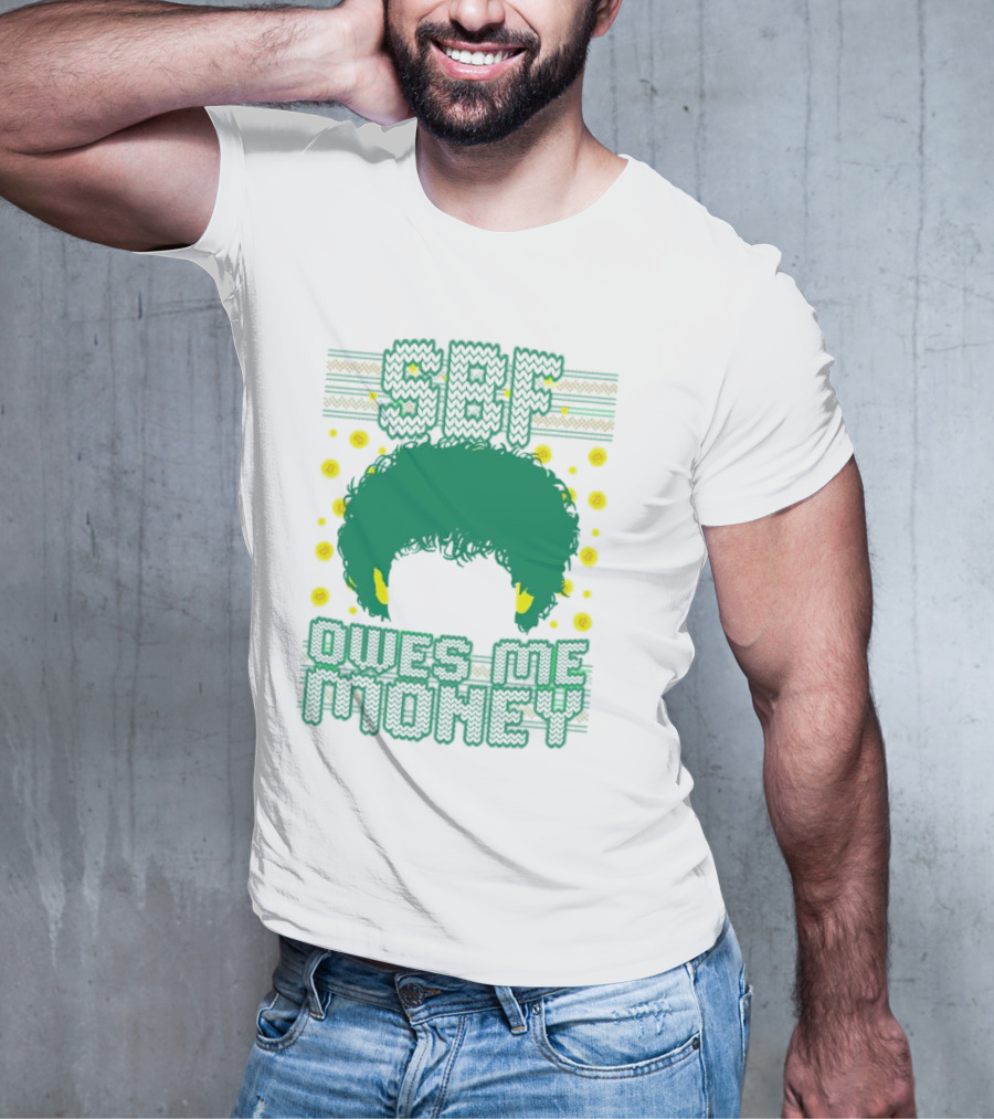 SBF Owes Me Money Christmas Sweater Style Green Hair Pixels T-Shirt
