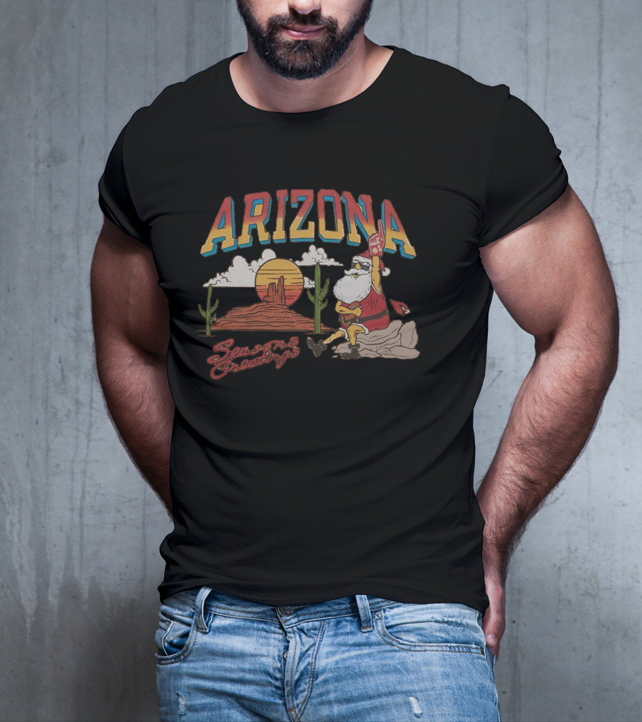 Arizona Cardinals Santa Desert Seasons Greetings Christmas T-Shirt
