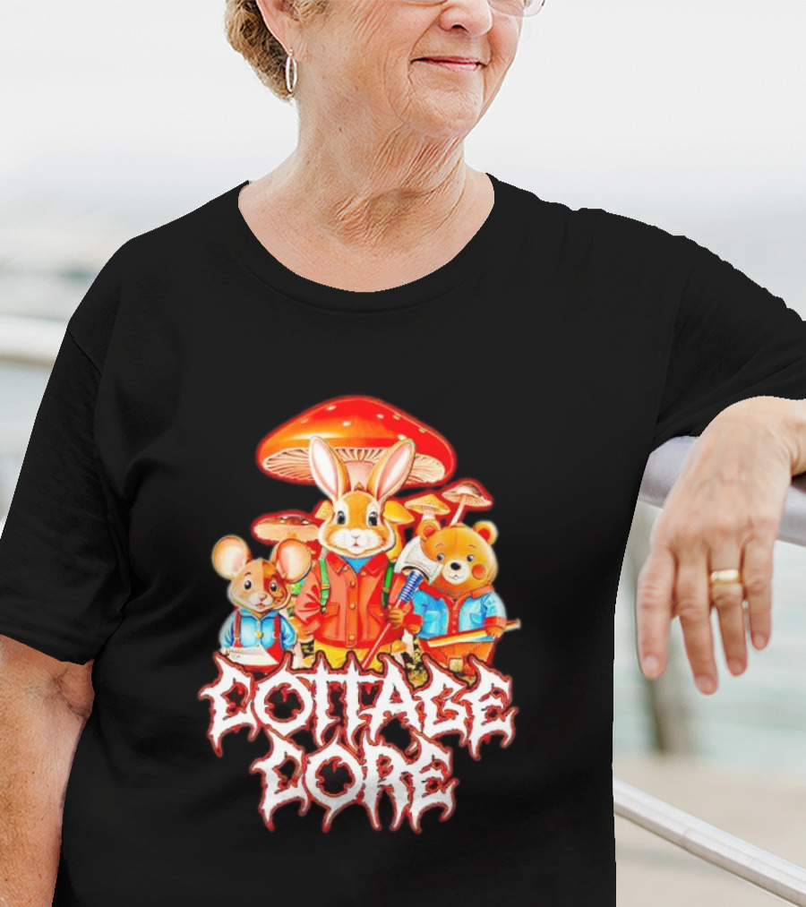 Cottage Core Bunny Mushroom Trio T-Shirt