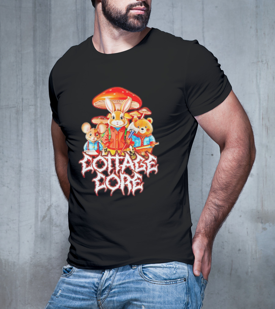 Cottage Core Bunny Mushroom Trio T-Shirt