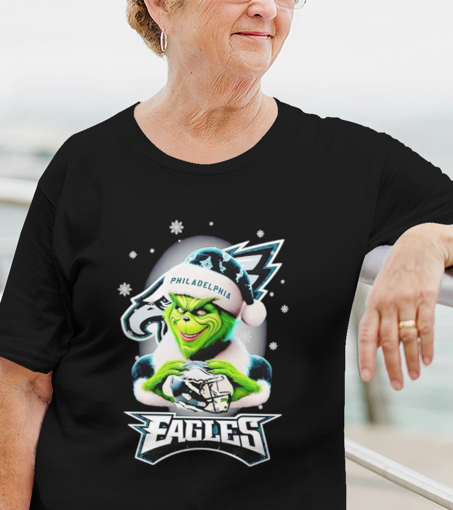 Philadelphia Eagles Grinch Christmas Snowflakes T-Shirt