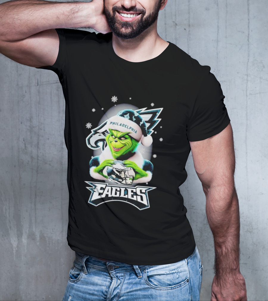 Philadelphia Eagles Grinch Christmas Snowflakes T-Shirt