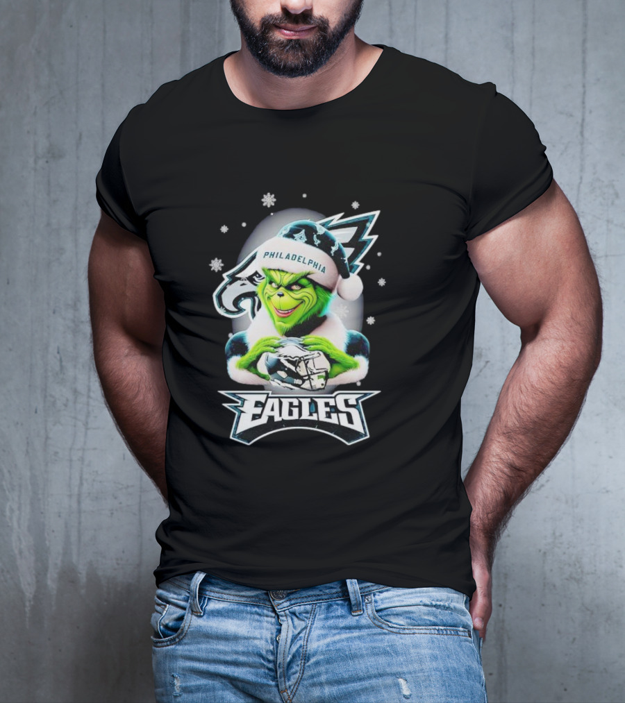 Philadelphia Eagles Grinch Christmas Snowflakes T-Shirt