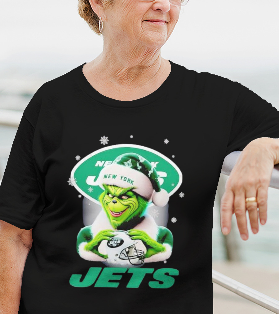 Grinch New York Jets Christmas Football T-Shirt