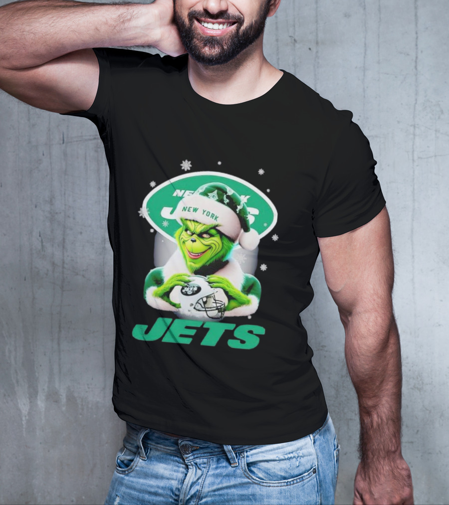 Grinch New York Jets Christmas Football T-Shirt