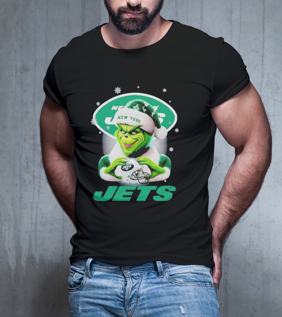 Grinch New York Jets Christmas Football T-Shirt