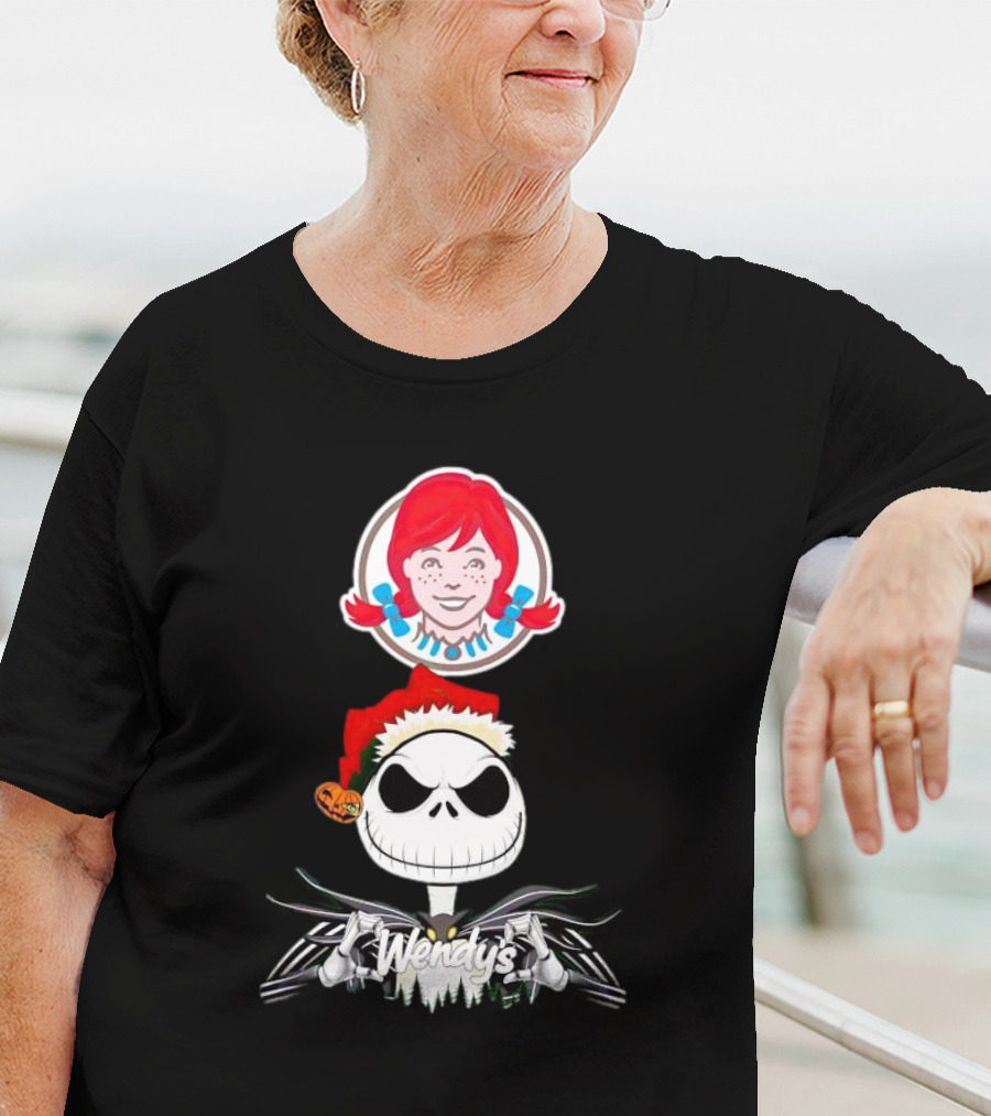 Jack Skellington Wendy’s Christmas Santa Hat Pumpkin T-Shirt