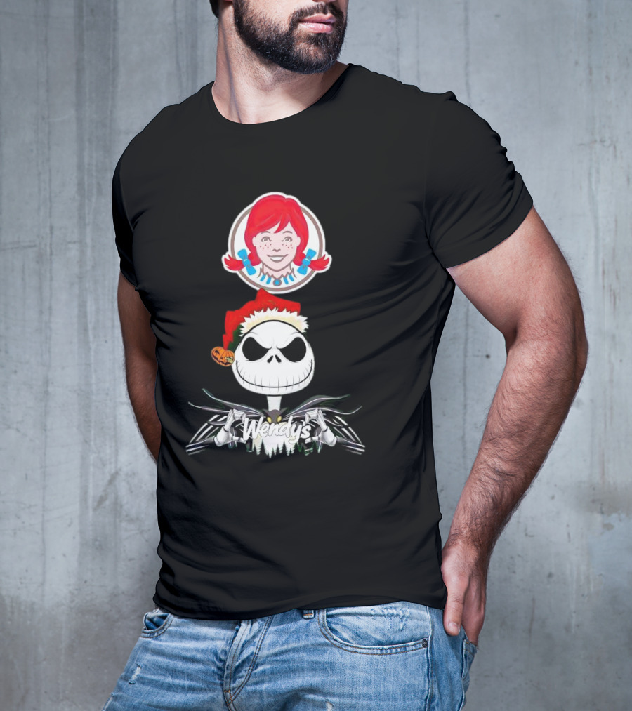 Jack Skellington Wendy’s Christmas Santa Hat Pumpkin T-Shirt