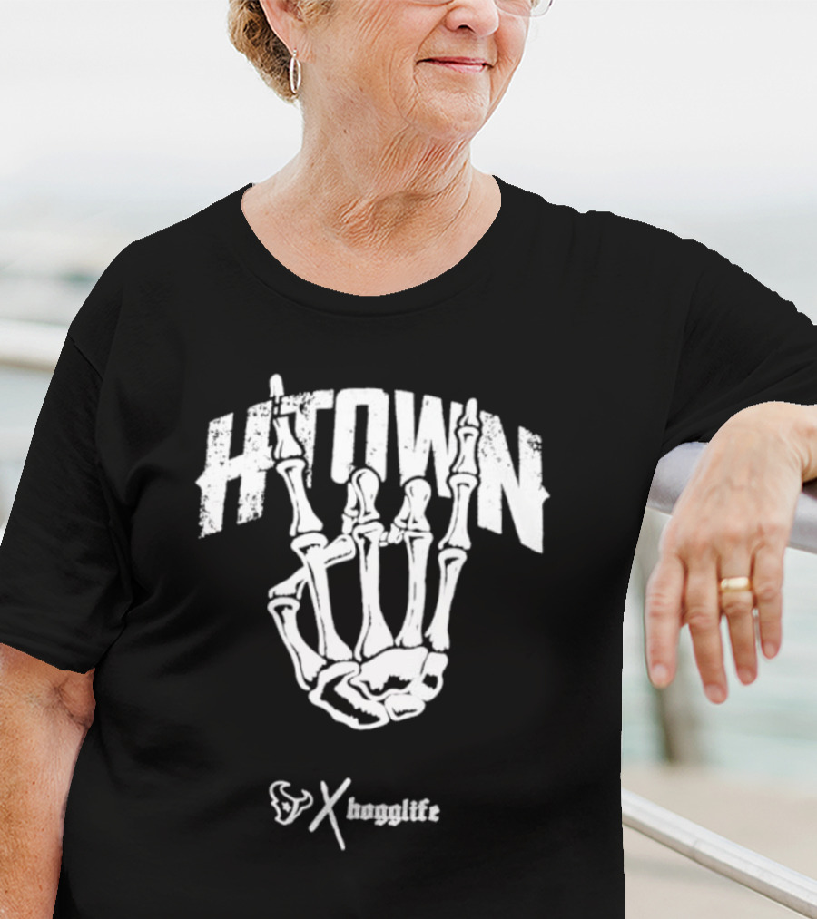 HTOWN Skeleton Hand X HoggLife Texans Collaboration T-Shirt