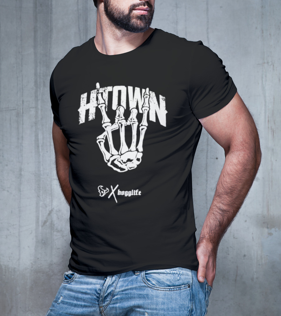 HTOWN Skeleton Hand X HoggLife Texans Collaboration T-Shirt