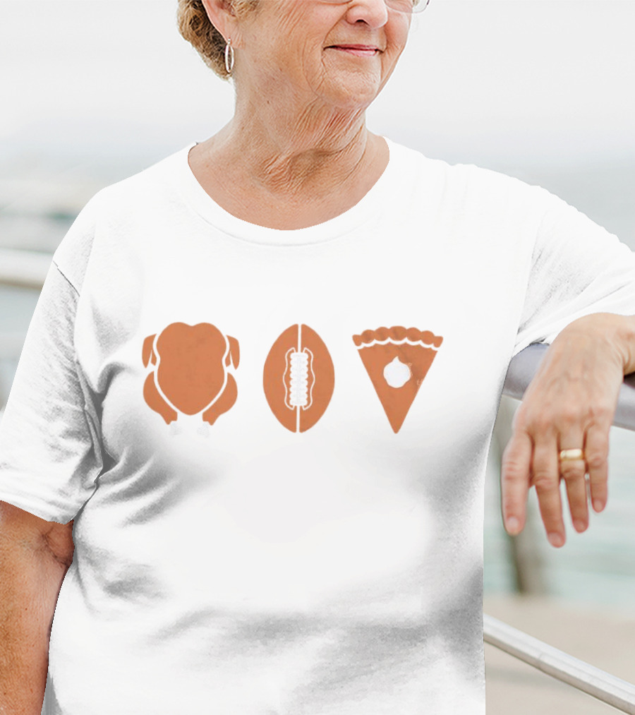 Thanksgiving Turkey Football Pumpkin Pie T-Shirt