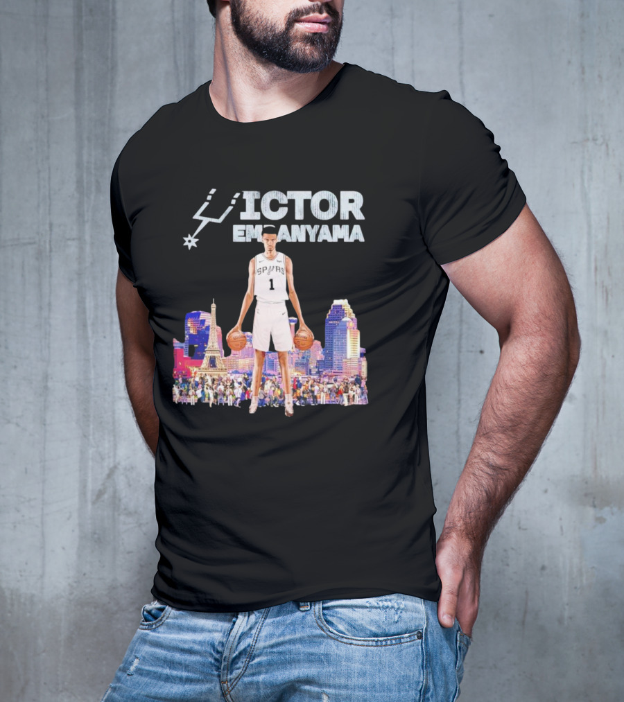 Victor Wembanyama Spurs Skyline City Basketball T-Shirt