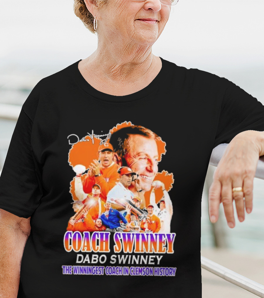 Coach Swinney Dabo Swinney The Winningest Coach In Clemson History Football Celebration Collage T-Shirt