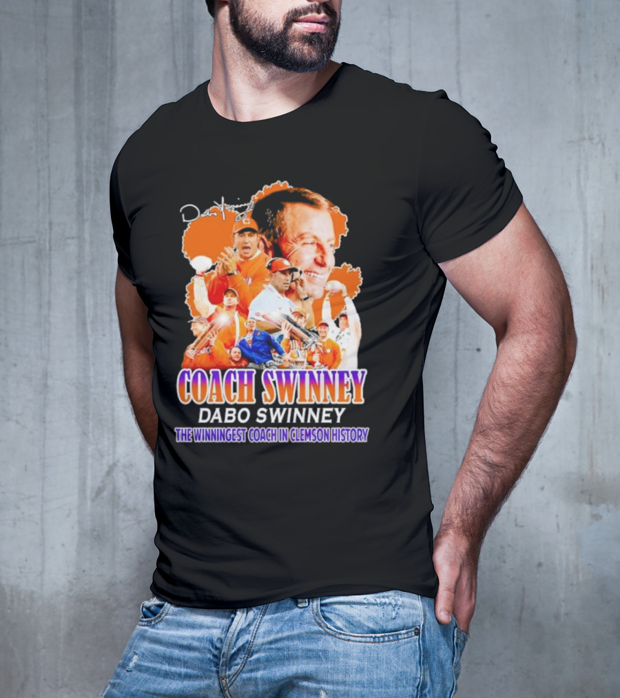 Coach Swinney Dabo Swinney The Winningest Coach In Clemson History Football Celebration Collage T-Shirt