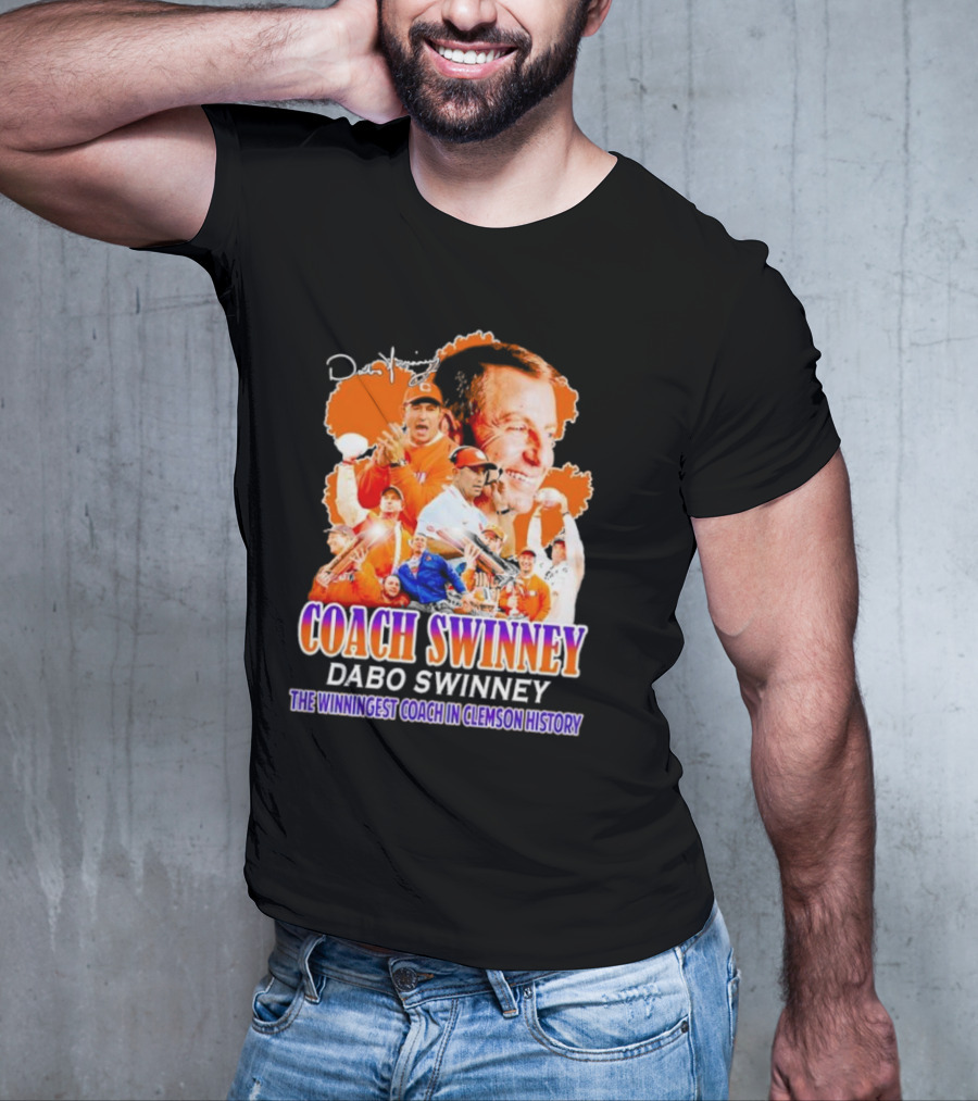 Coach Swinney Dabo Swinney The Winningest Coach In Clemson History Football Celebration Collage T-Shirt