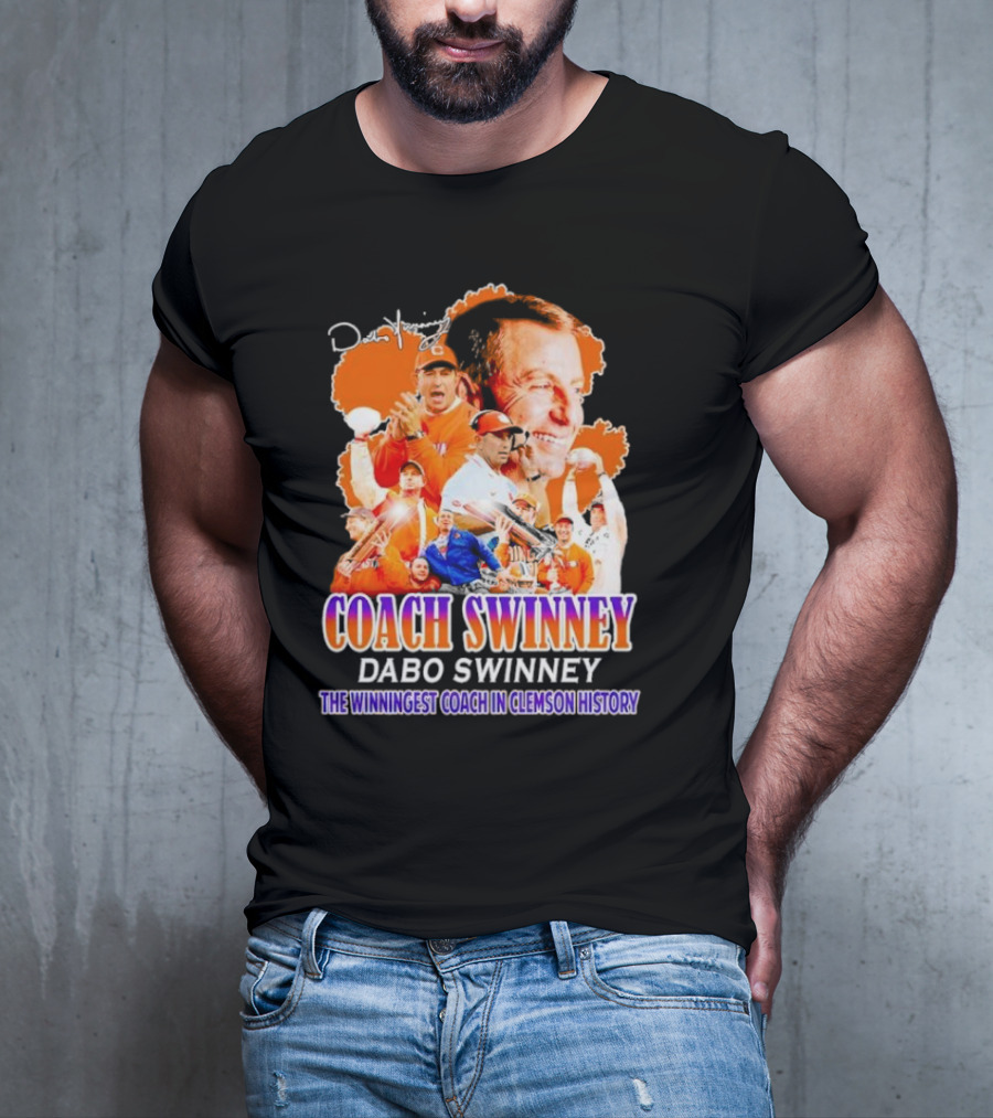 Coach Swinney Dabo Swinney The Winningest Coach In Clemson History Football Celebration Collage T-Shirt