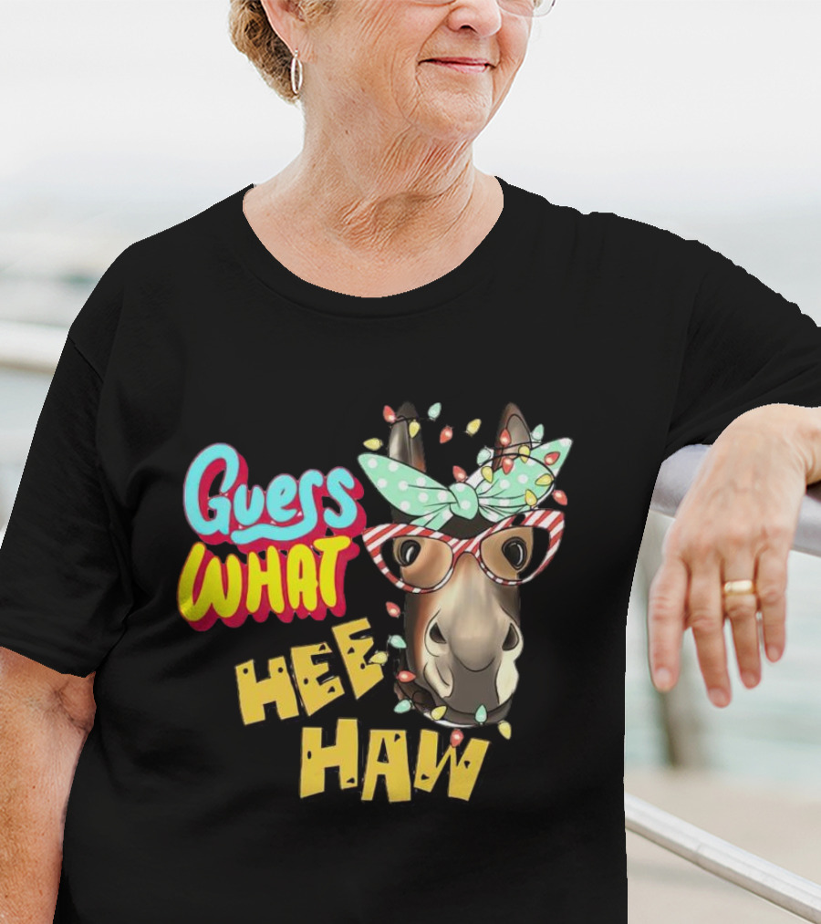 Guess What Hee Haw Christmas Donkey Lights And Glasses T-Shirt
