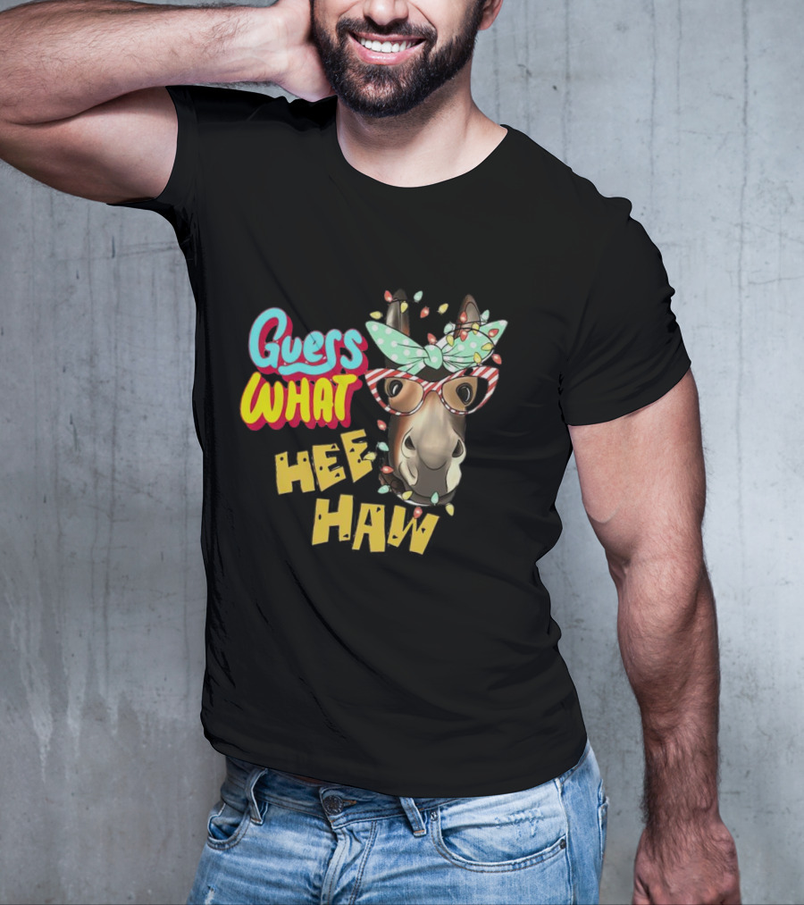 Guess What Hee Haw Christmas Donkey Lights And Glasses T-Shirt
