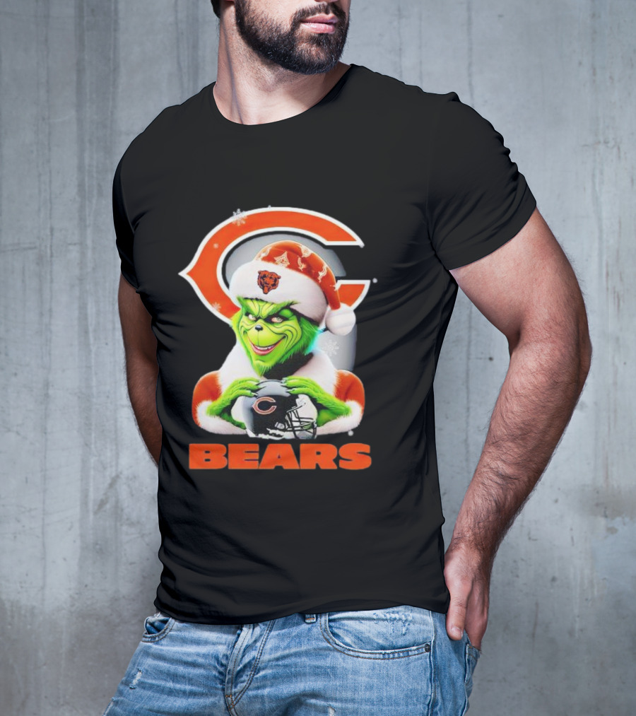 Grinch Chicago Bears Christmas Football Fan T-Shirt
