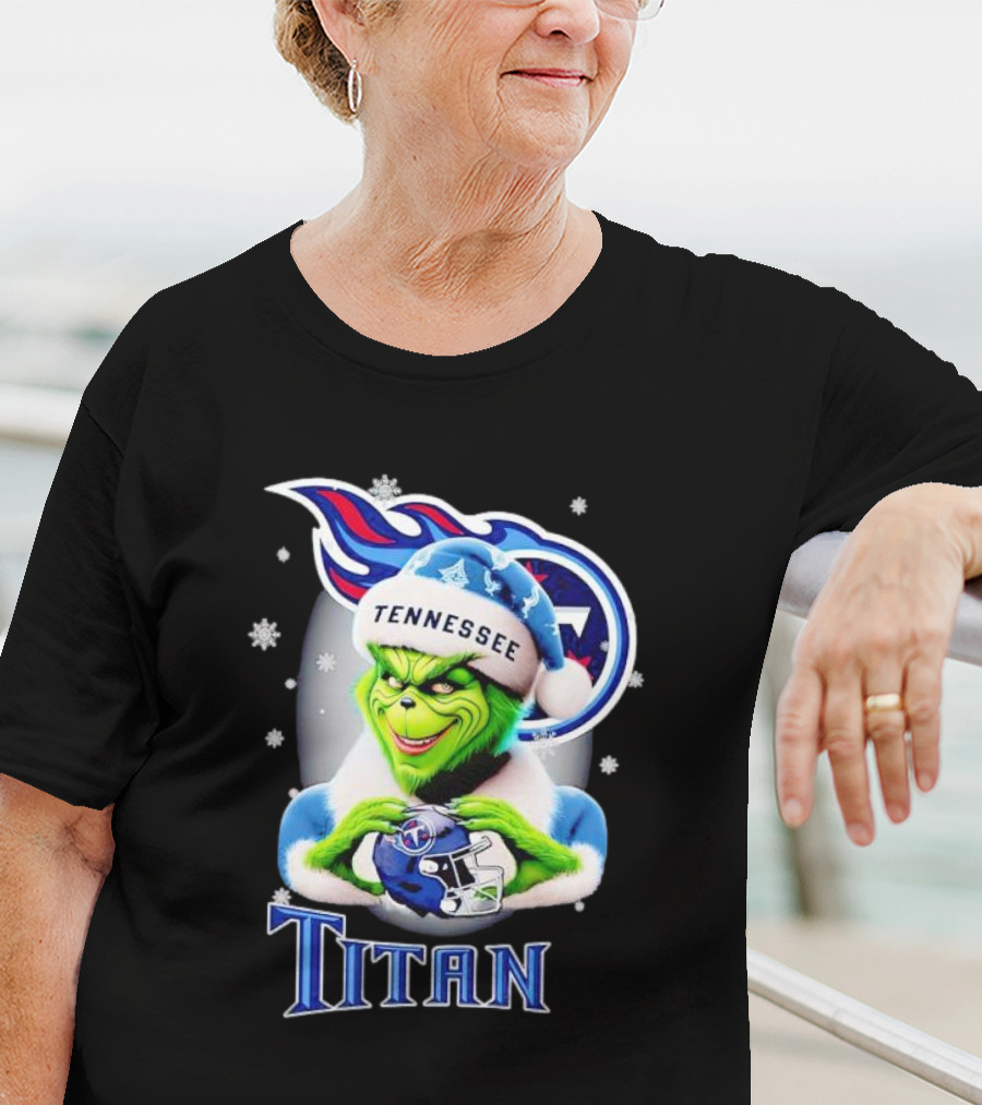 Grinch Tennessee Titans Christmas Snowflakes T-Shirt