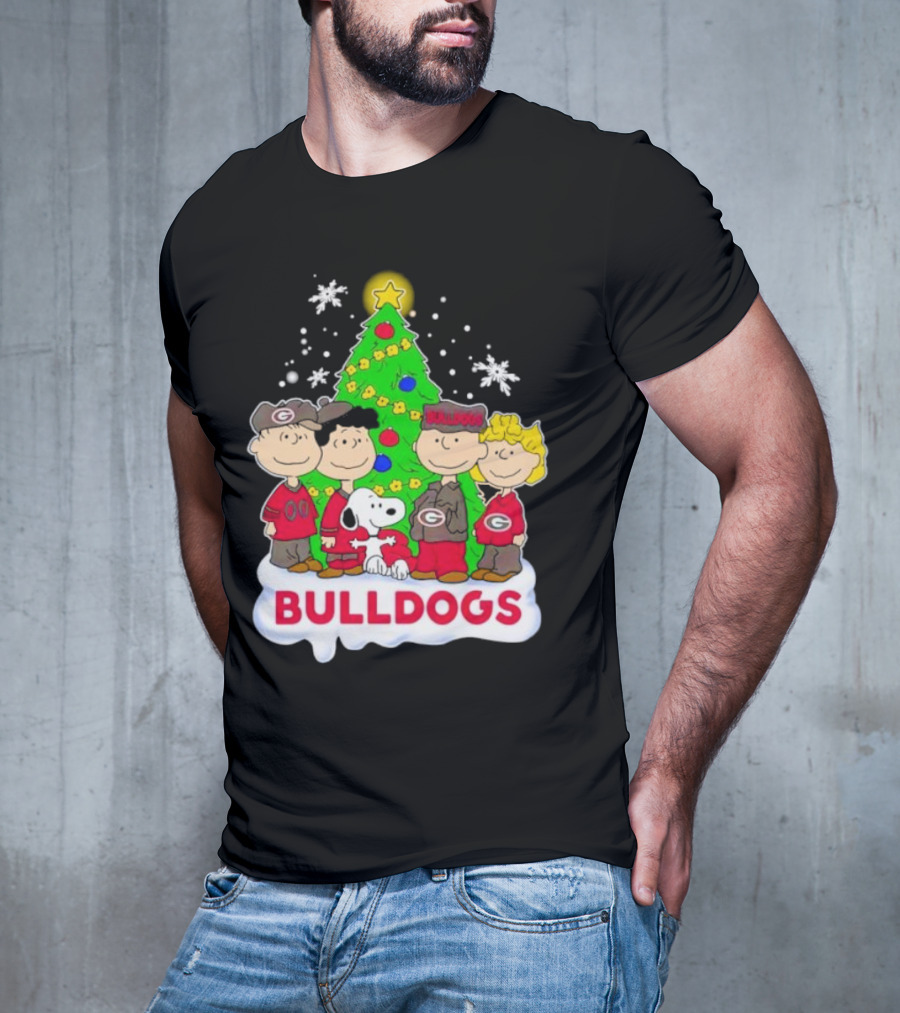 Peanuts Characters Georgia Bulldogs Christmas Tree Bulldogs T-Shirt