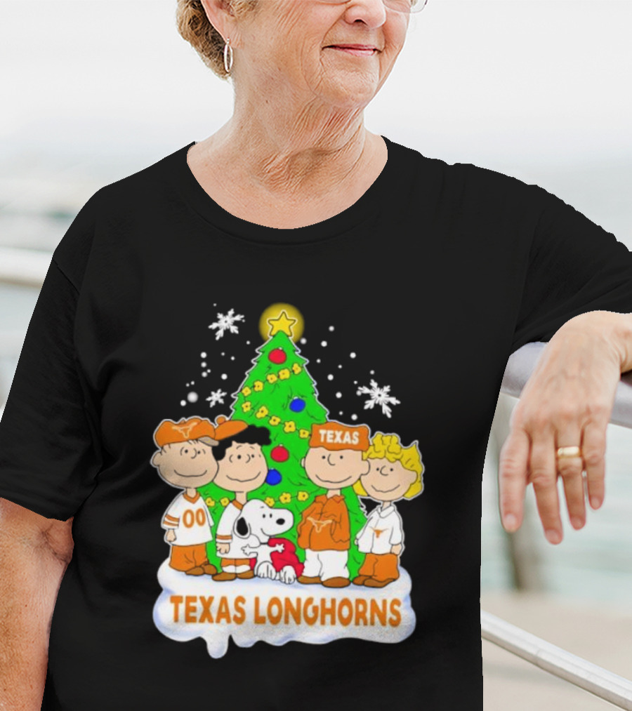 Peanuts Characters Texas Longhorns Christmas Tree T-Shirt