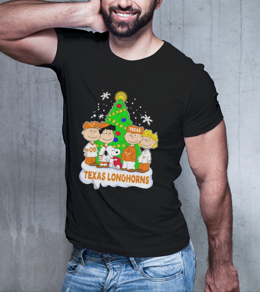 Peanuts Characters Texas Longhorns Christmas Tree T-Shirt