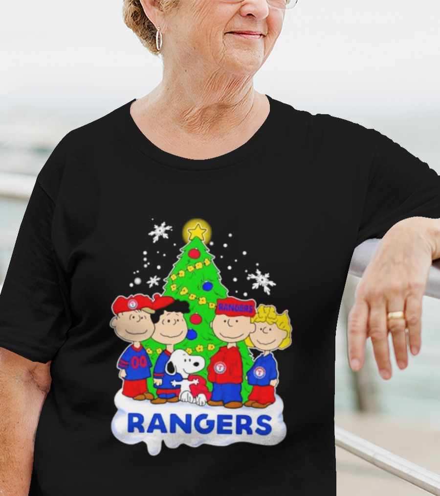 Peanuts Characters Texas Rangers Christmas Tree T-Shirt