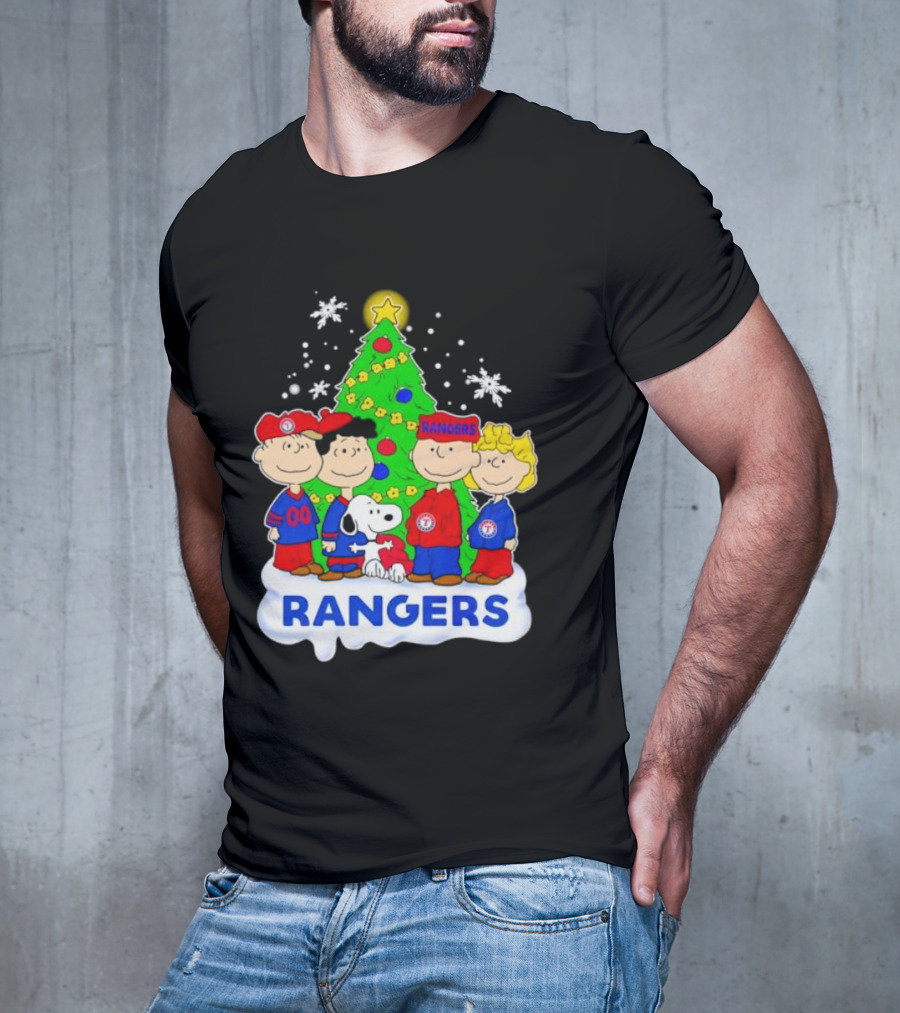 Peanuts Characters Texas Rangers Christmas Tree T-Shirt