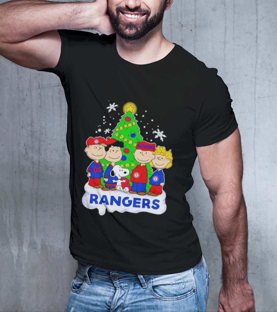 Peanuts Characters Texas Rangers Christmas Tree T-Shirt