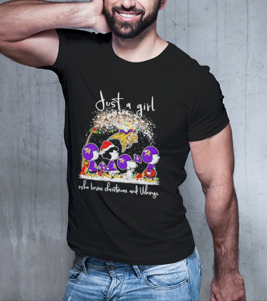 Just A Girl Who Loves Christmas And Vikings Peanuts T-Shirt