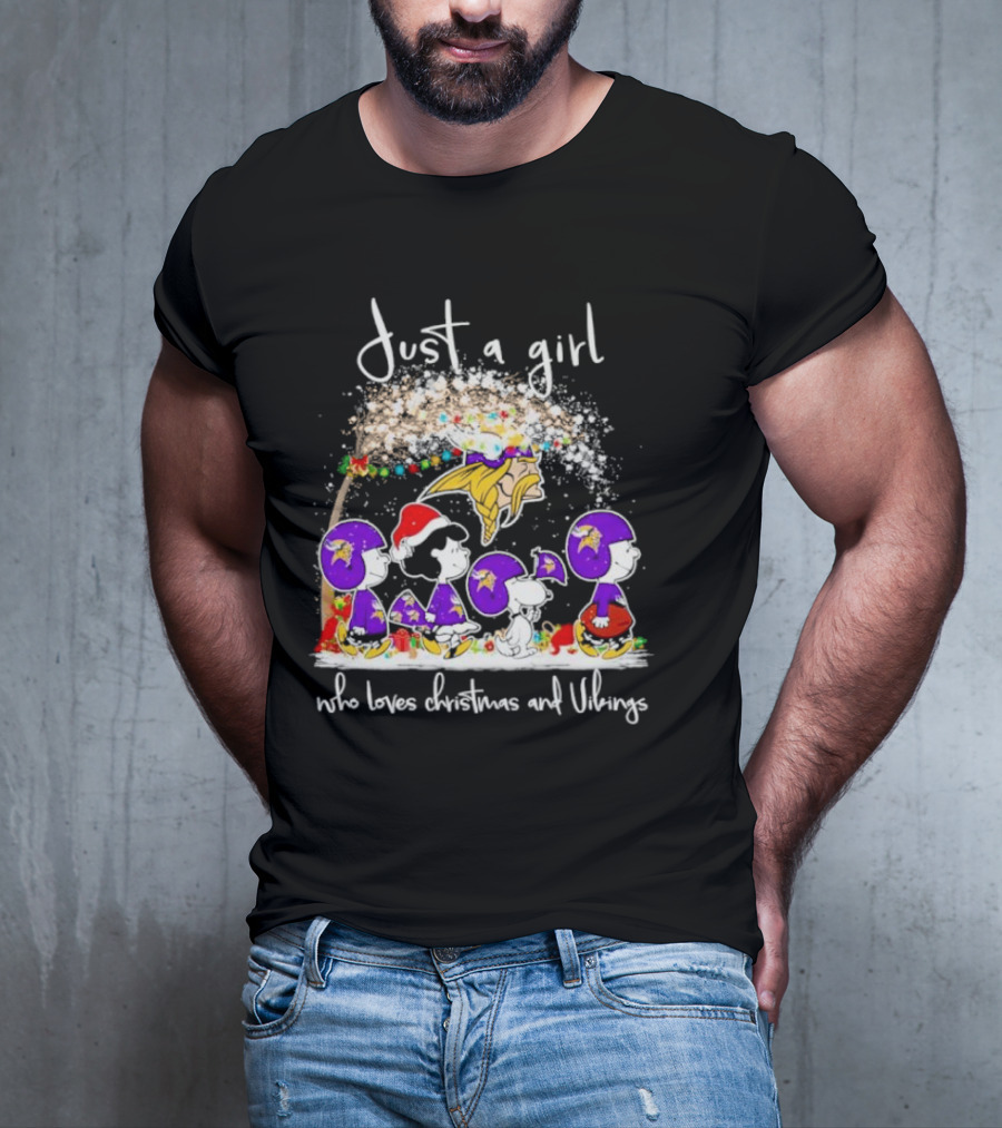 Just A Girl Who Loves Christmas And Vikings Peanuts T-Shirt