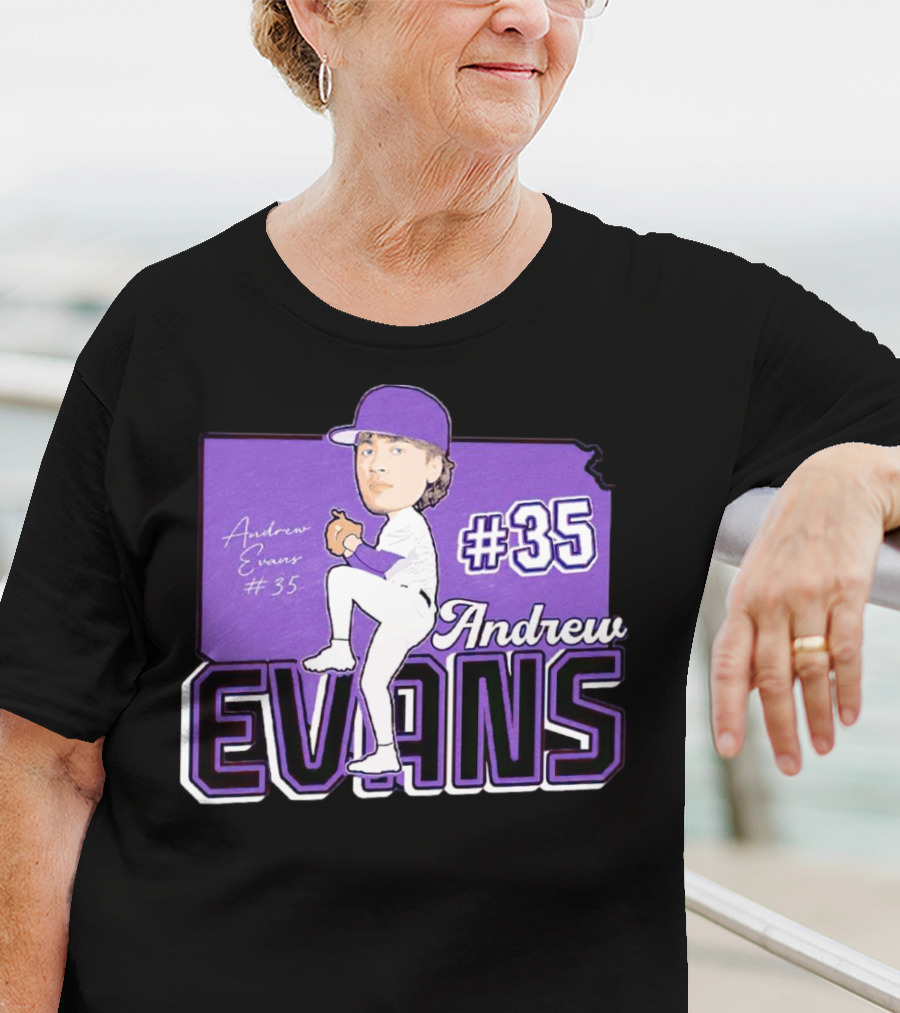 Andrew Evans #35 Kansas State Baseball Signature T-Shirt