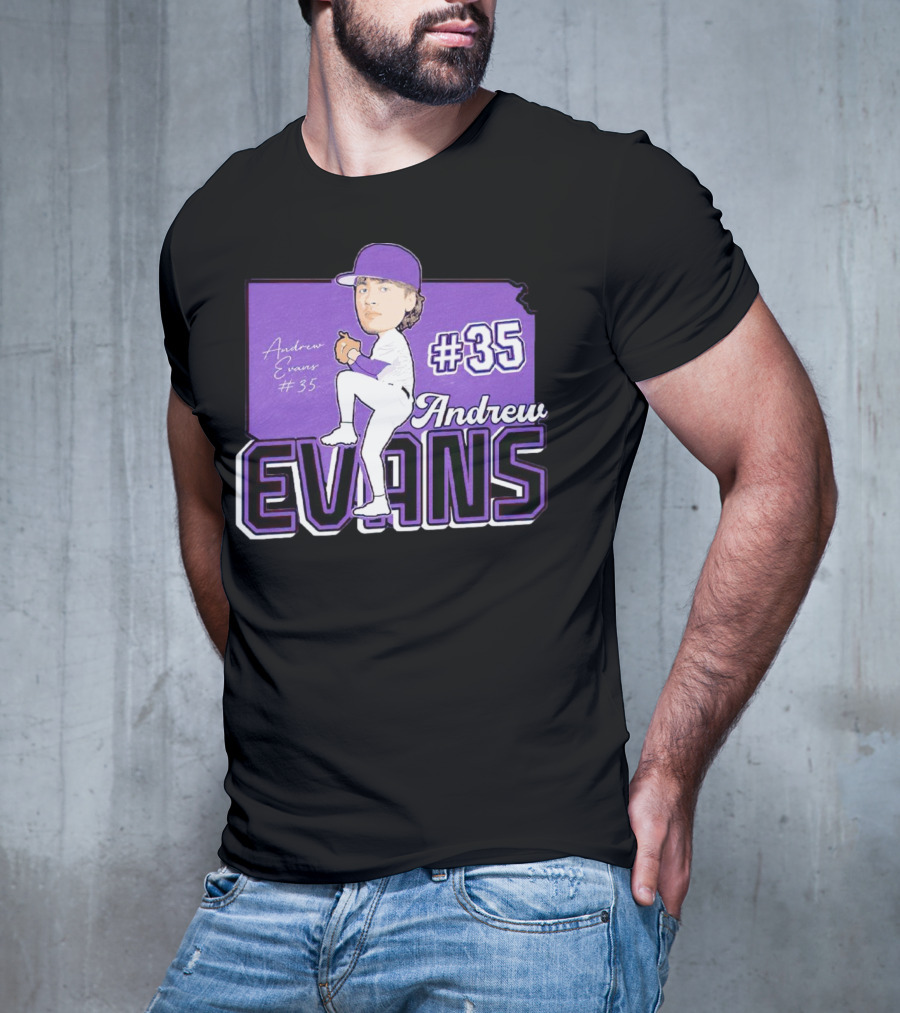 Andrew Evans #35 Kansas State Baseball Signature T-Shirt