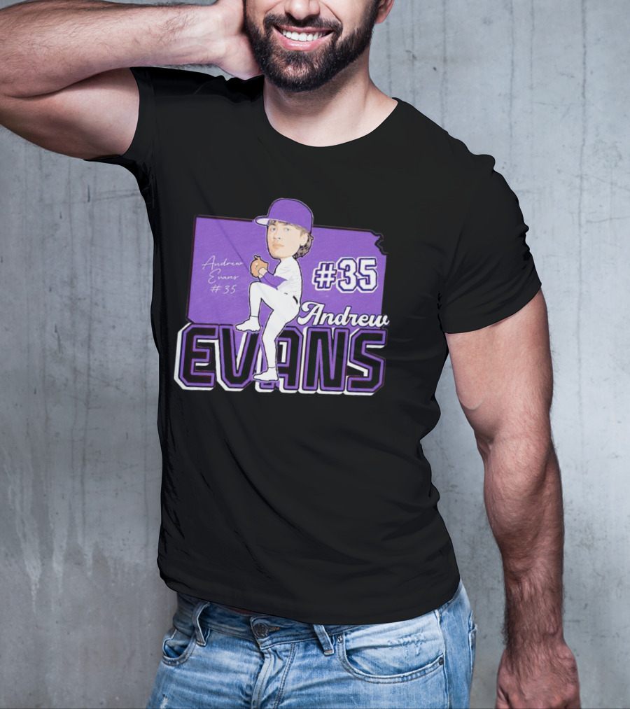 Andrew Evans #35 Kansas State Baseball Signature T-Shirt