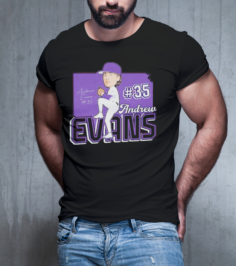 Andrew Evans #35 Kansas State Baseball Signature T-Shirt