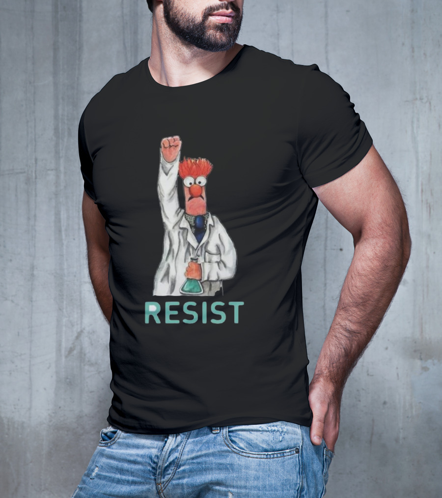 Beaker Fist Raised Resist Muppet Lab Coat Protest T-Shirt