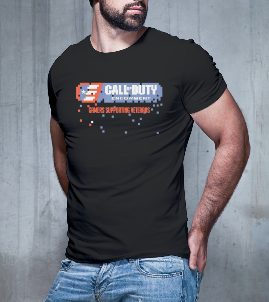 Call Of Duty Endowment Gamers Supporting Veterans Pixelated American Flag T-Shirt