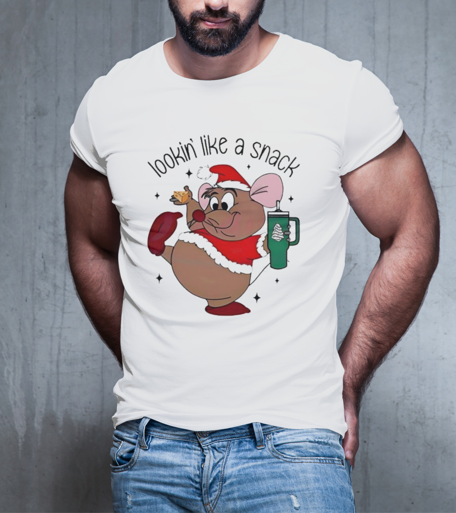 Cinderella Gusgus Lookin Like A Snack Christmas Santa Outfit With Cookie And Drink T-Shirt