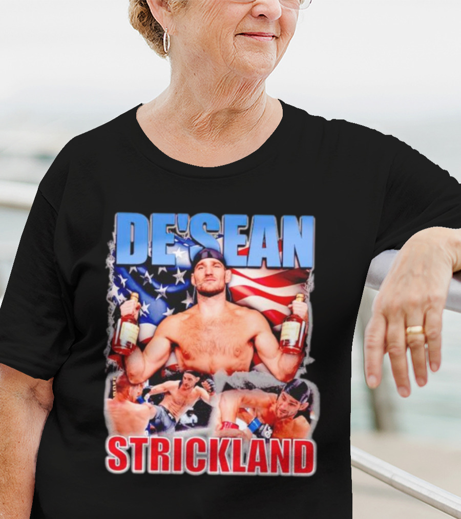 DE’SEAN STRICKLAND American Flag Boxing T-Shirt
