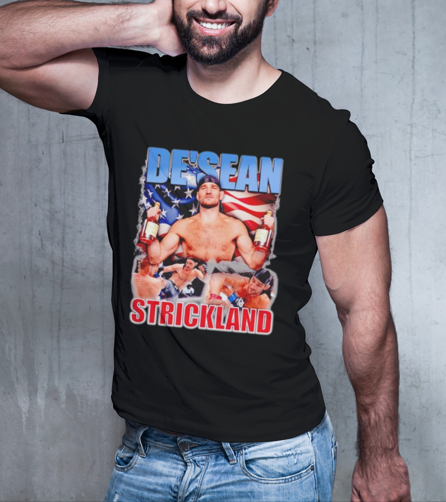 DE’SEAN STRICKLAND American Flag Boxing T-Shirt