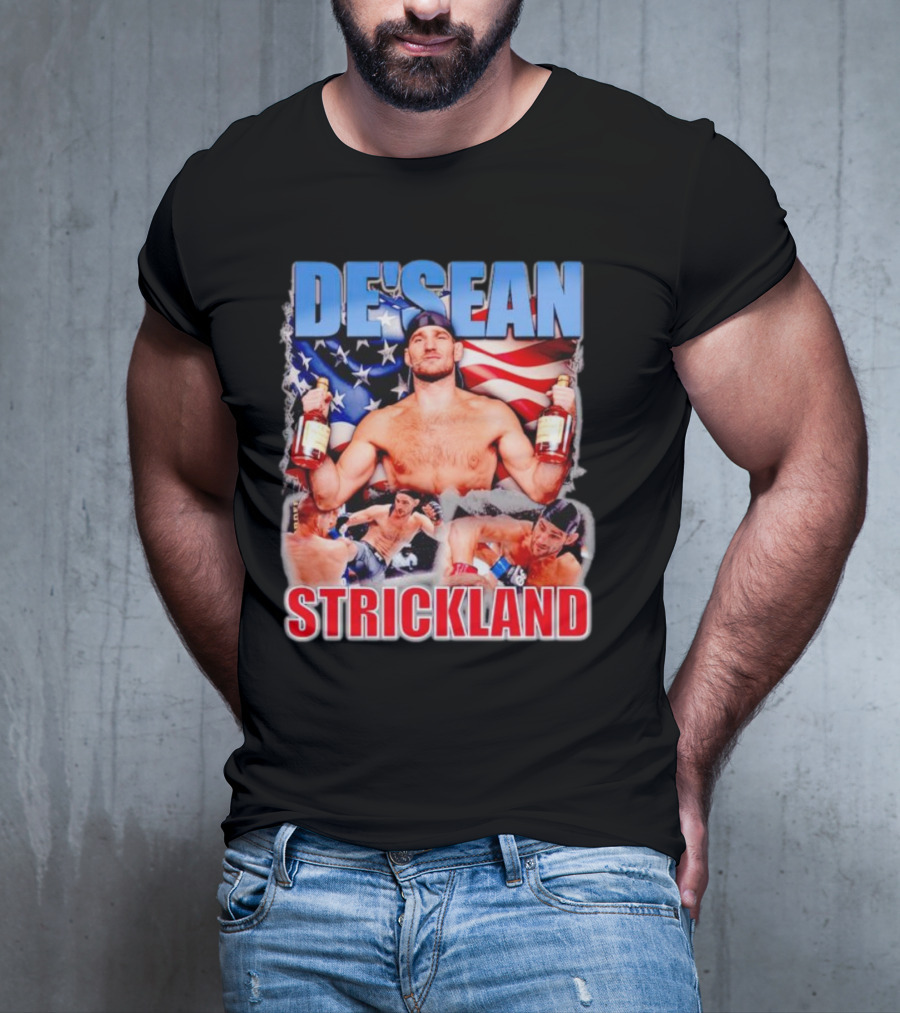 DE’SEAN STRICKLAND American Flag Boxing T-Shirt
