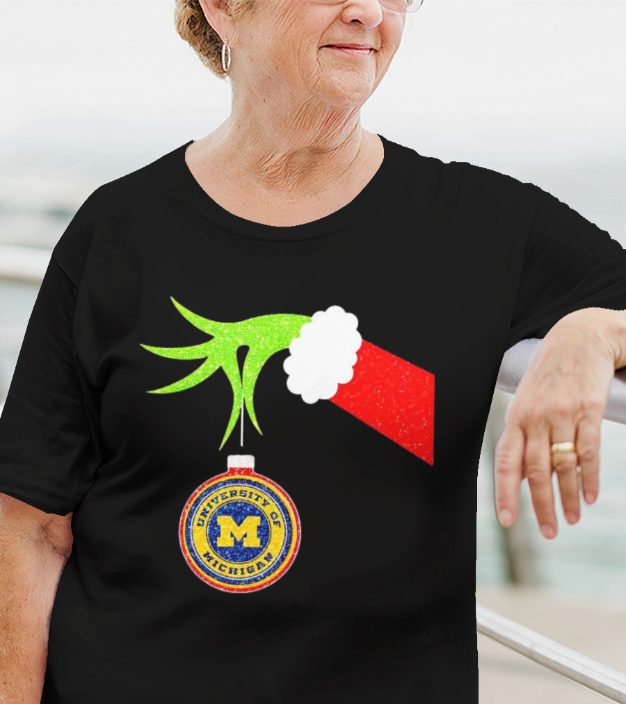 University Of Michigan Christmas Grinch Hand T-Shirt